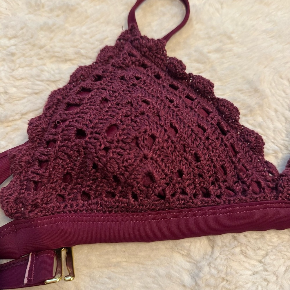 Women's Burgundy Knit Bikini Set - Picture 3 of 3